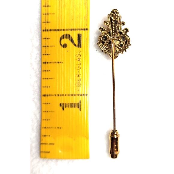 Antique Victorian Dendritic Agate Stick Pin Natural Winter Scene Gemstone - Picture 5 of 6